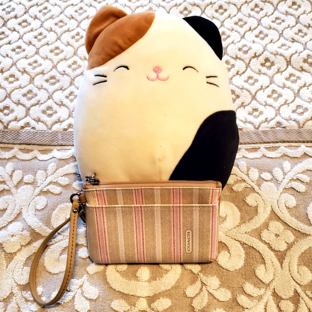 Coach striped leather small wristlet